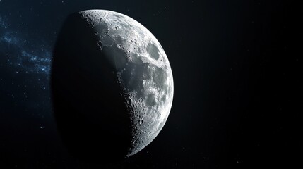 Wall Mural - half moon: a brightly lit natural satellite in earth's atmosphere