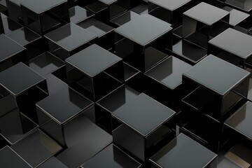 Wall Mural - black 3d cube abstract wallpaper with modern geometric design