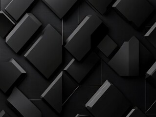Wall Mural - black abstract geometric pattern with soft shadows and depth