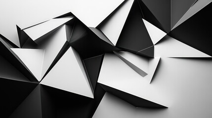 Wall Mural - black and white abstract geometric composition with sharp angles