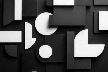 Wall Mural - black and white geometric shapes creating a modern design