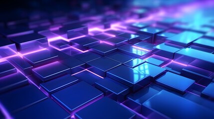 Wall Mural - 3d rendering of blue and purple abstract geometric background. scene for advertising, technology, sh