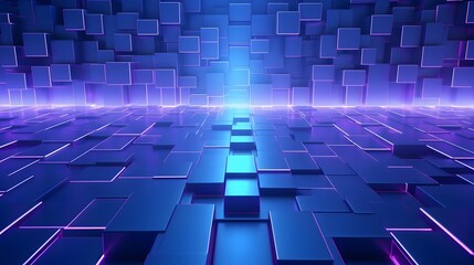 Wall Mural - 3d rendering of blue and purple abstract geometric background. Scene for advertising, technology, showcase, banner, game, sport, cosmetic, business, metaverse. Sci-Fi Illustration. Product display