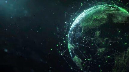 Wall Mural - a digital rendering of the earth with a network of lines and dots connecting the continents, represe