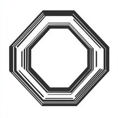 Hexagon Outline. Abstract Object Label Logo Design with Line Art Concept