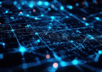 Wall Mural - cyber data flow wallpaper, blockchain and neural network visualization