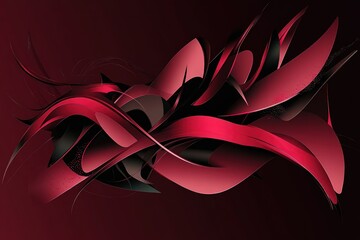 Wall Mural - deep crimson abstract design with dynamic shapes and flowing lines