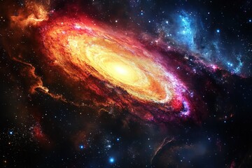Wall Mural - dynamic galaxy scene with intense colors and swirling stardust