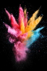 Wall Mural - explosion colored powder on black wallpaper background
