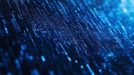 Wall Mural - abstract blue digital data streams in a dark background.