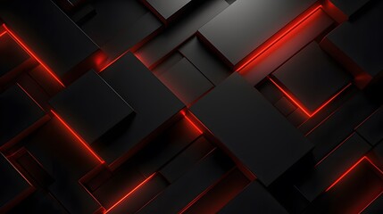 Wall Mural - 3d rendering of black and red abstract geometric background. Scene for advertising, technology, showcase, banner, game, sport, cosmetic, business, metaverse. Sci-Fi Illustration. Product display