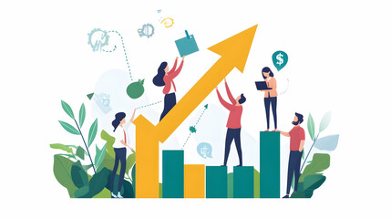 Wall Mural - growth strategy for team collaboration, teamwork to improve efficiency and business success, busines