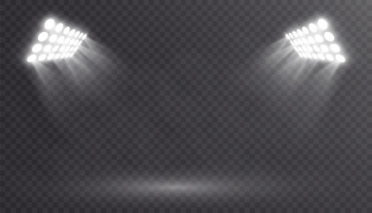 Leinwandbilder - Spotlights on a transparent background. Stage lighting with bright LED strobe lights. Laser light show from many spotlights.