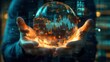 © florynstudio3 - A person holding a glowing orb with a graph inside.
