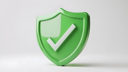 cartoon 3d Icon safety shield check mark perspective . green symbol security safety icon. Checkmark in minimalistic style. 3d vector illustration. white background