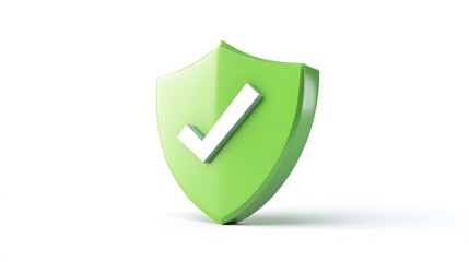 cartoon 3d Icon safety shield check mark perspective . green symbol security safety icon. Checkmark in minimalistic style. 3d vector illustration. white background