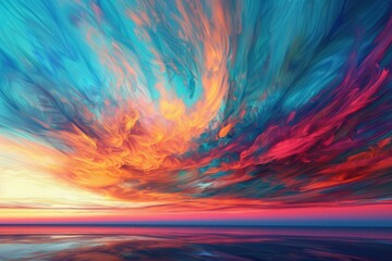 Leinwandbilder - A swirling cosmic landscape with vibrant colors and dynamic patterns created by swirling clouds and gases in the vast universe