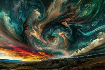 Leinwandbilder - A swirling cosmic landscape with vibrant colors and dynamic patterns created by swirling clouds and gases in the vast universe