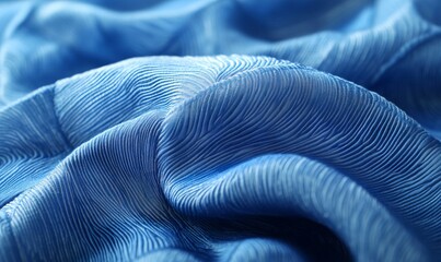 A blue fabric with a wave pattern