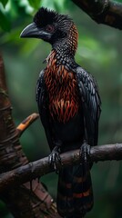 Wall Mural - An image of a red bird perched on a tree branch ai generated image