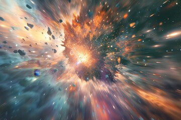 Aufkleber - Spiral galaxy glowing in the depths of space, showcasing vibrant colors and intricate patterns, captured in a stunning view at night
