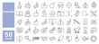 © M Design - Set of 50 line icons related to phishing, scam, attack, fraud, steal, spy, hack, spam, Editable stroke. Vector illustration