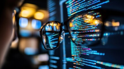 Poster - A Pair of Glasses Reflecting Code on a Computer Screen