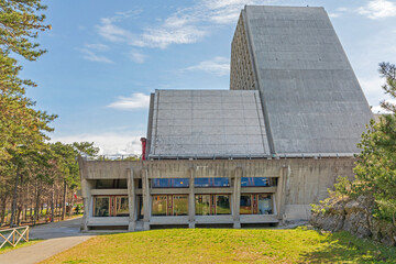 Wall Mural - Concrete Building Structure National Temple to Mary Mother and Queen Monte Grisa Catholic Church in Trieste Italy