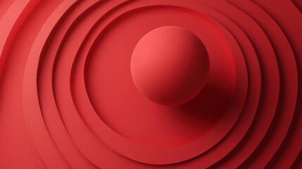 Poster - abstract red sphere with concentric circles.