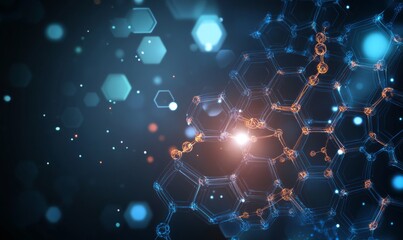 Abstract technology or medical background with hexagons shape pattern molecular structure