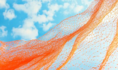 Orange net on the sky background