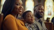 © typepng - An African American family radiating joy on a sunny day as they sit together in a beautiful church embracing faith and love
