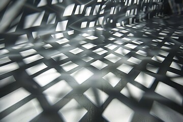 Fototapete - Visitors explore a brightly lit interactive installation in a modern art space, creating captivating patterns on the reflective floor during an evening exhibit