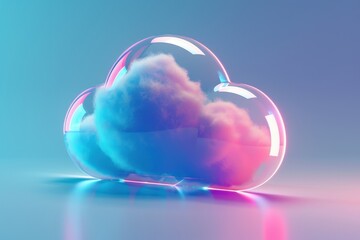 Aufkleber - A modern, glossy cloud symbol representing digital storage and data backup solutions, rendered in blue and purple shades against a sleek, dark background