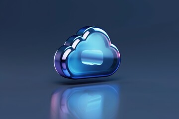 Aufkleber - A modern, glossy cloud symbol representing digital storage and data backup solutions, rendered in blue and purple shades against a sleek, dark background