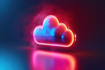 A modern, glossy cloud symbol representing digital storage and data backup solutions, rendered in blue and purple shades against a sleek, dark background