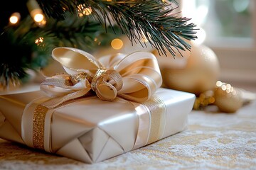 A beautiful Christmas tree with beautifully wrapped presents under it