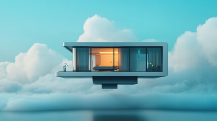 Floating transparent house icon