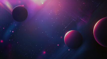 Wall Mural - a space background with three planets and a star. the background is purple and blue. the stars are s