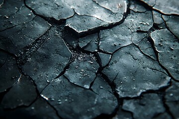 Wall Mural - Close-up of cracked, dark blue pavement, a textured background for design.