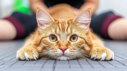 Cozy Ginger Cat Relaxing on the Floor