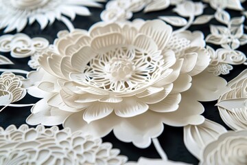 Aufkleber - Intricate hand-cut paper mandala design showcasing detailed patterns and artistic craftsmanship with a focus on symmetry and elegance