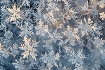 Poster - Frost-covered leaves glisten in the winter sunlight on a chilly morning, showcasing intricate ice patterns in a serene outdoor setting