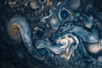 Leinwandbilder - A mesmerizing cosmic swirl featuring a vibrant galaxy and the majestic planet Jupiter set against a dark, star-studded backdrop in the depths of space