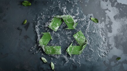 Poster - a recycling symbol on a black background