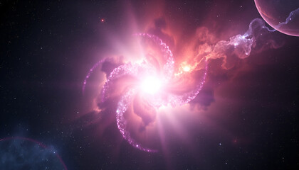 the bright star supernova in the center of the nebula. seamless looping overlay 4k virtual video animation background