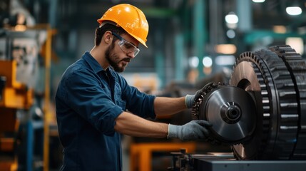 Wall Mural - Precision Gear Inspection in Industrial Space