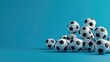 © Ch - Soccer balls ona blue background. 3d render with copy space