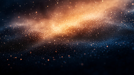 Wall Mural - glowing orange glitter wave in dark blue background grainy gradient noise texture poster banner back