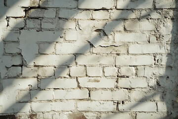 Sunlit White Brick Wall with Shadows and Texture